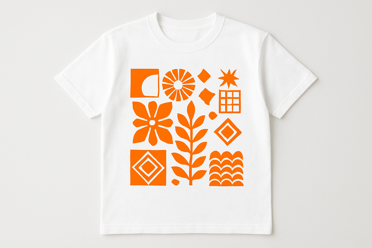 t shirt blanc motif  orange