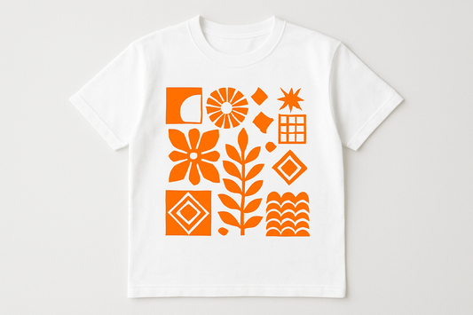 t shirt blanc motif  orange